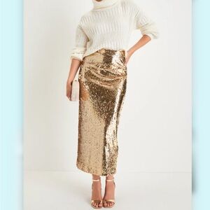 Dazzling Appearance Gold Sequin High-Rise Midi Skirt
Lulus XS